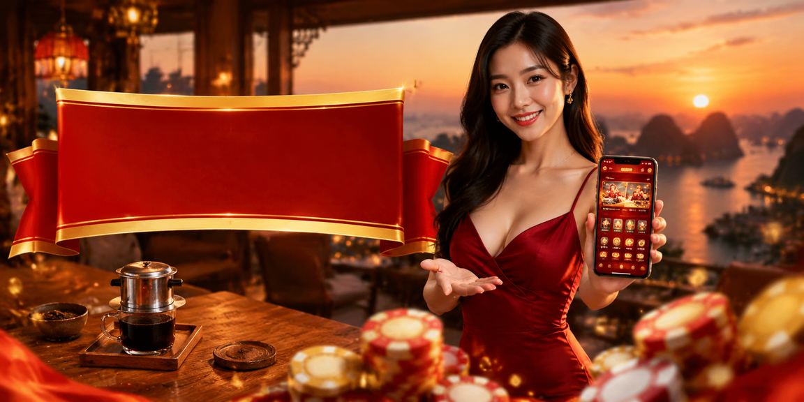 Người dùng xem voucher khuyến mãi trên điện thoại tại vịnh Hạ Long Việt Nam